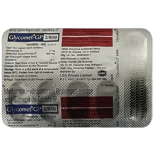 glycomet gp 2/850mg tablet 10's